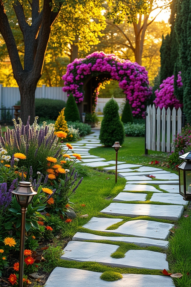 add winding floral path