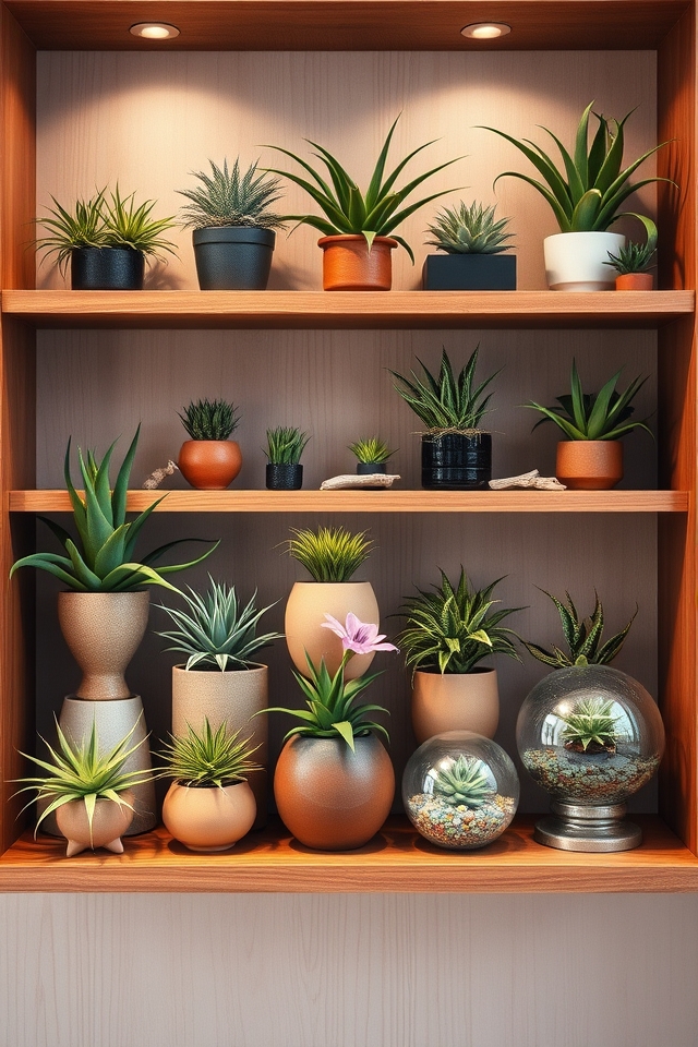 air plants shelf arrangement