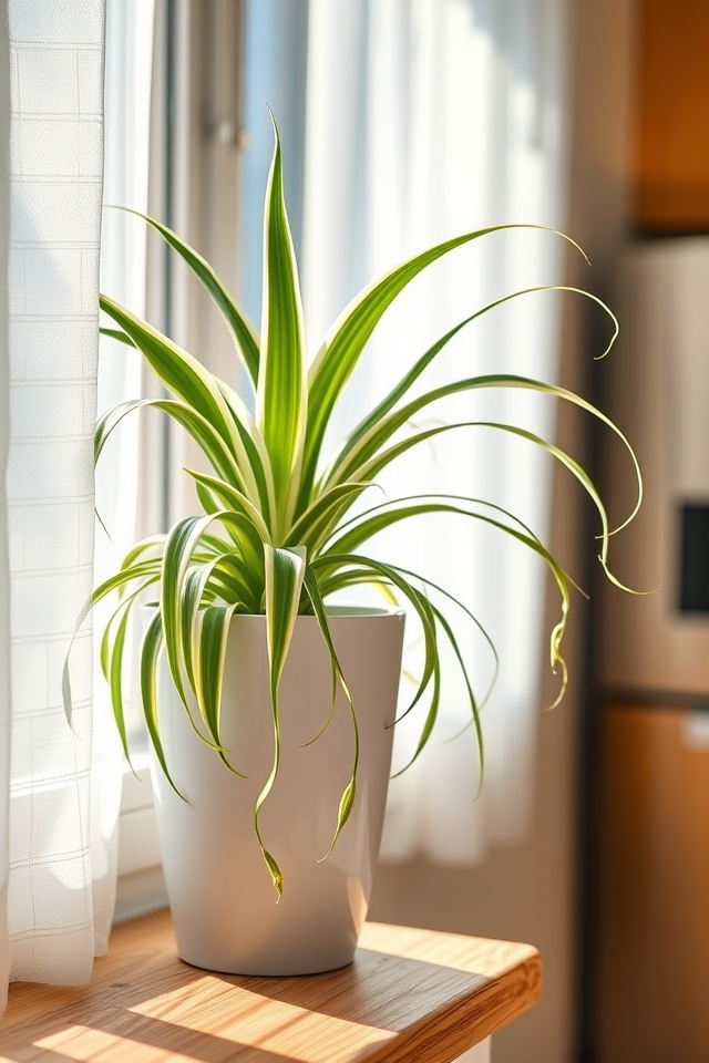 airy air purifying spider plant