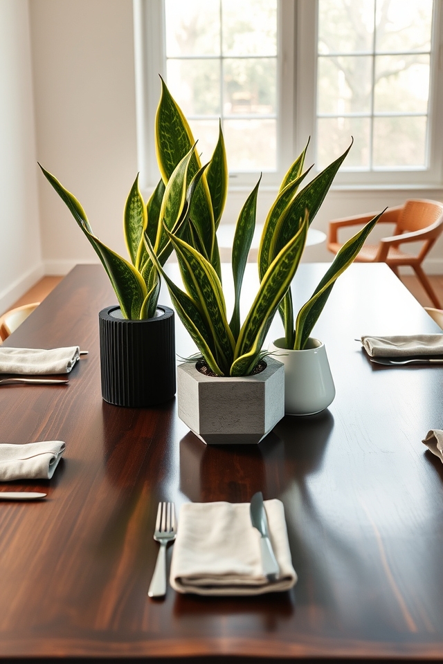 artistic snake plant centerpiece