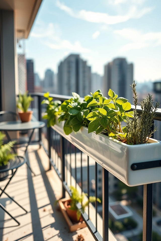 balcony rail herb garden