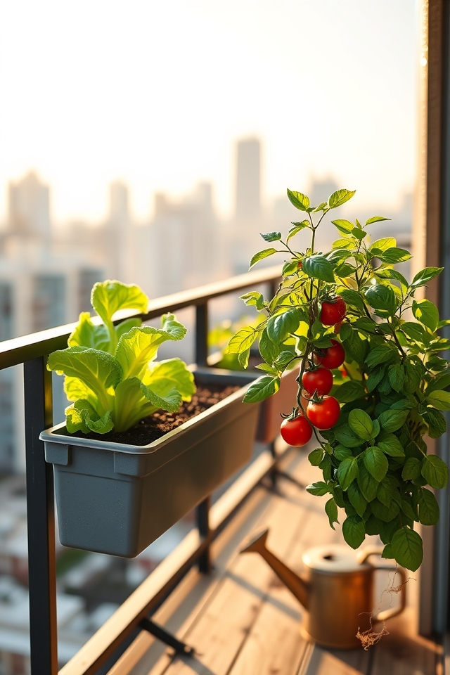 balcony rail veggie growing