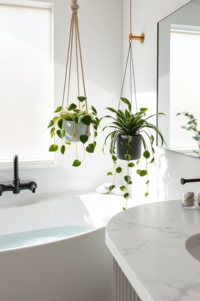 bathroom hanging plant accents