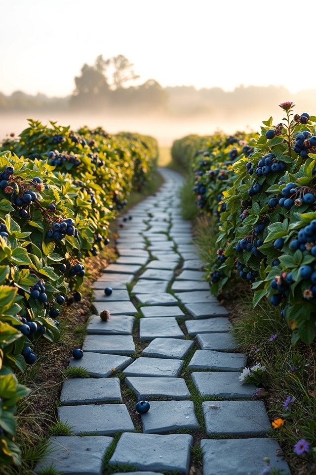 blueberry border along walkways