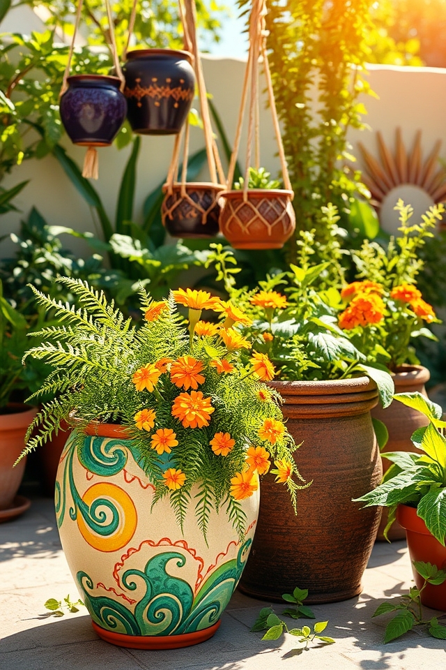 bohemian pottery and planters