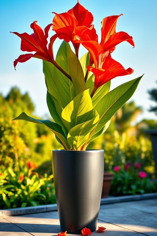 bold fiery canna lilies