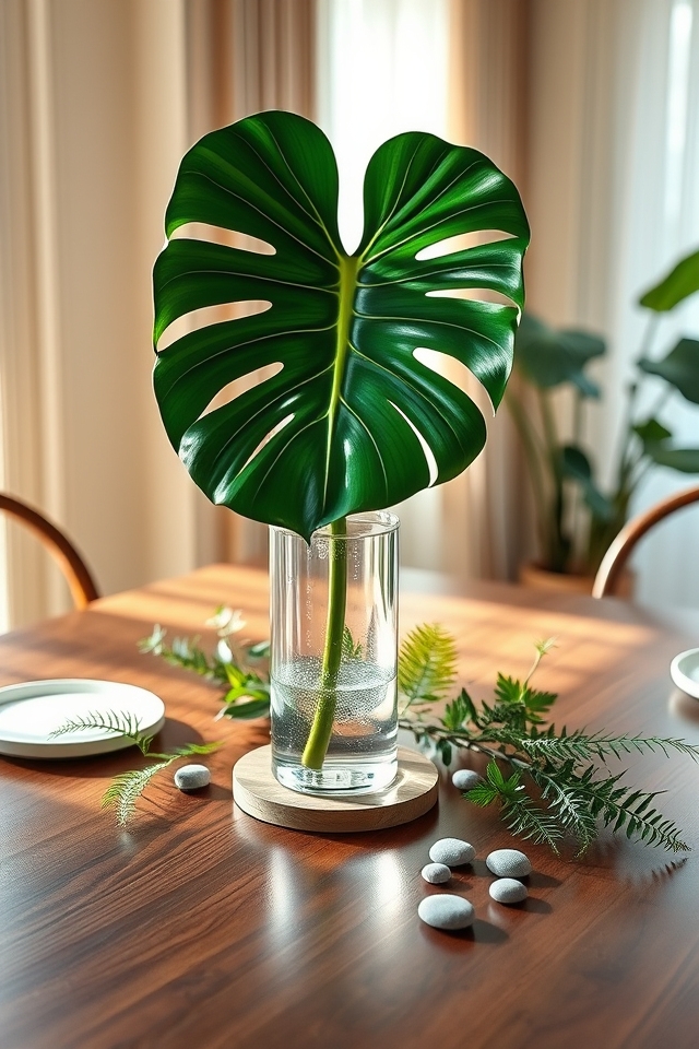 bold monstera leaf centerpiece