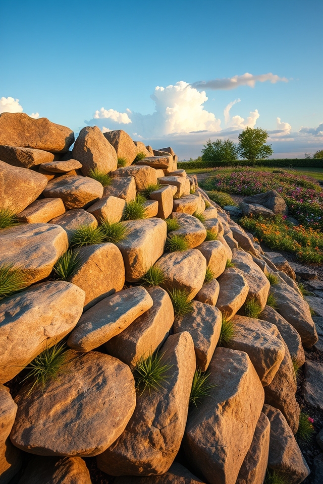 boulder retaining wall construction