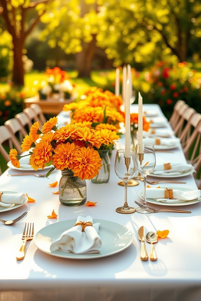 bright marigold table setting