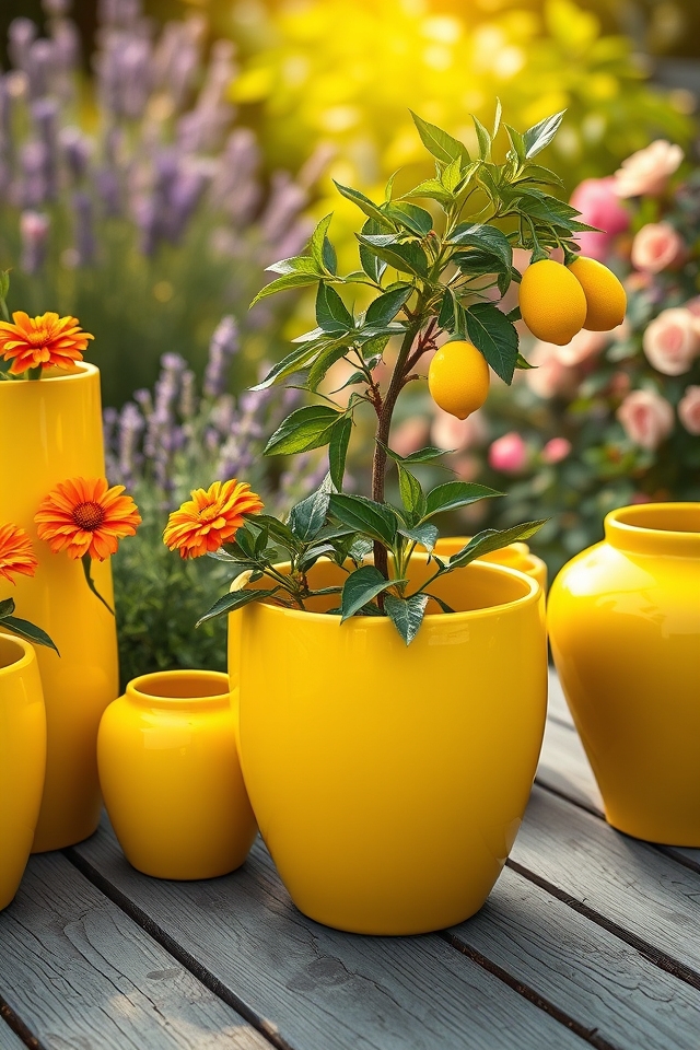 bright yellow lemon containers