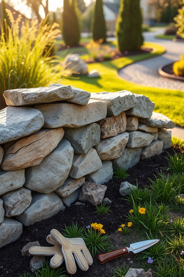 build rock wall border