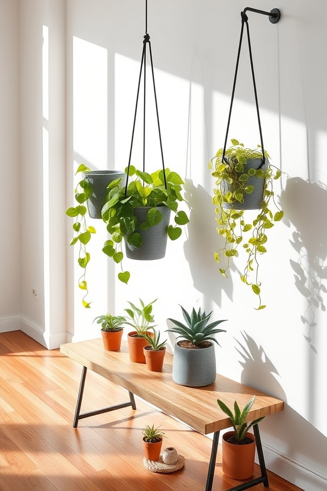 cascading hanging plant decor