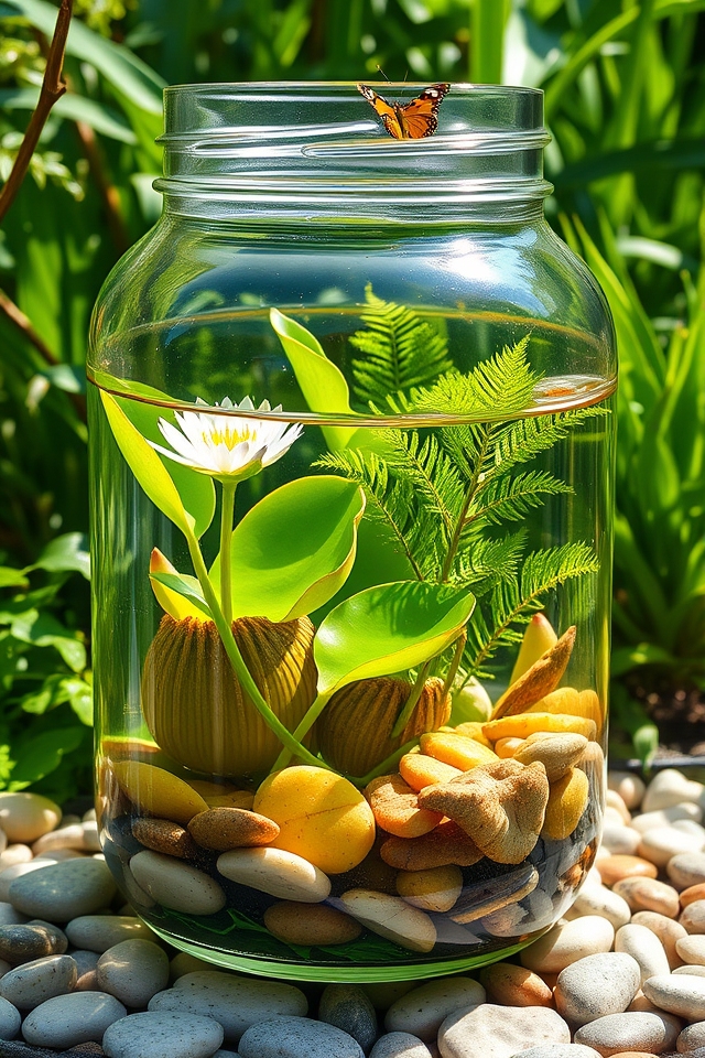 charming glass jar pond