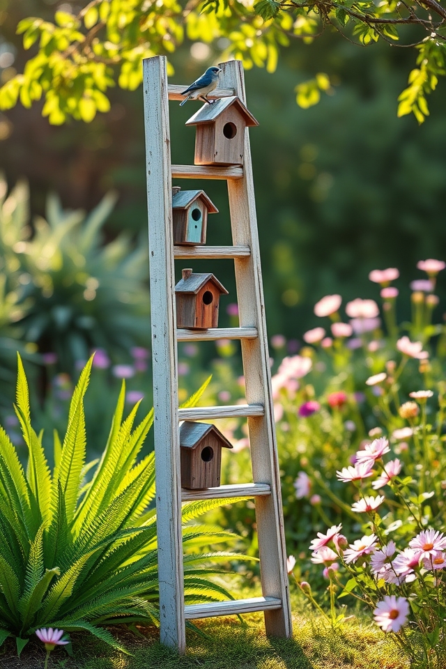 charming ladder birdhouse perch