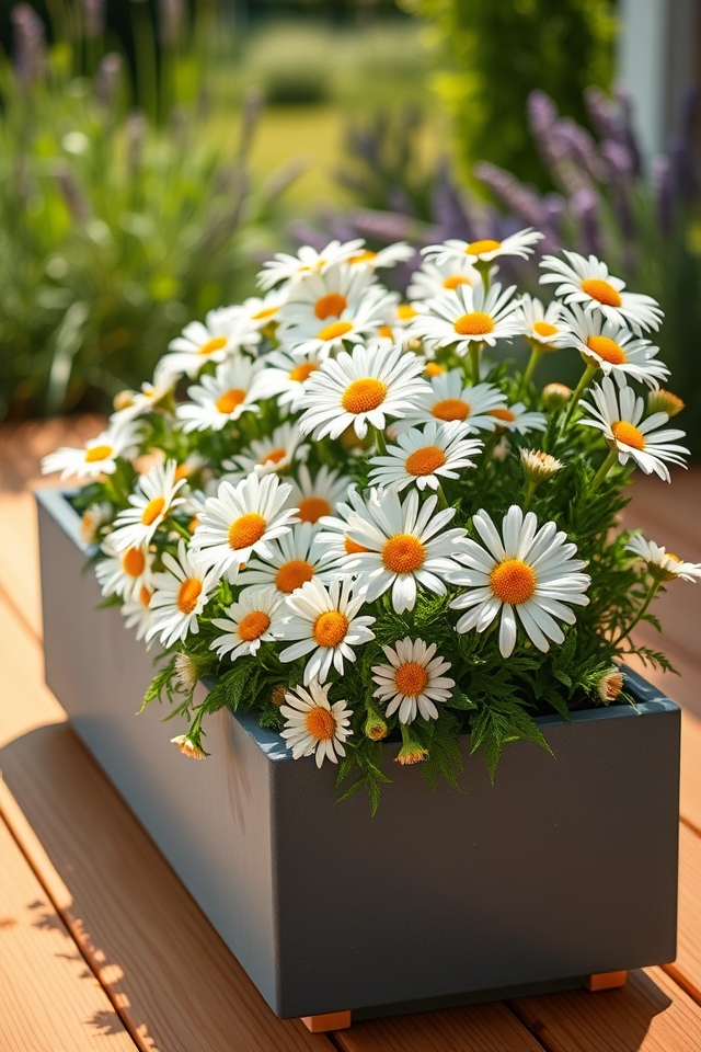 cheerful hardy daisies blooming