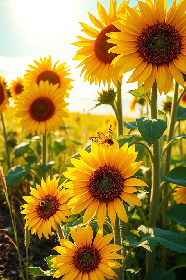 cheerful sunflowers attract pollinators