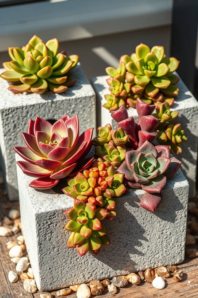 cinder block succulent gardens