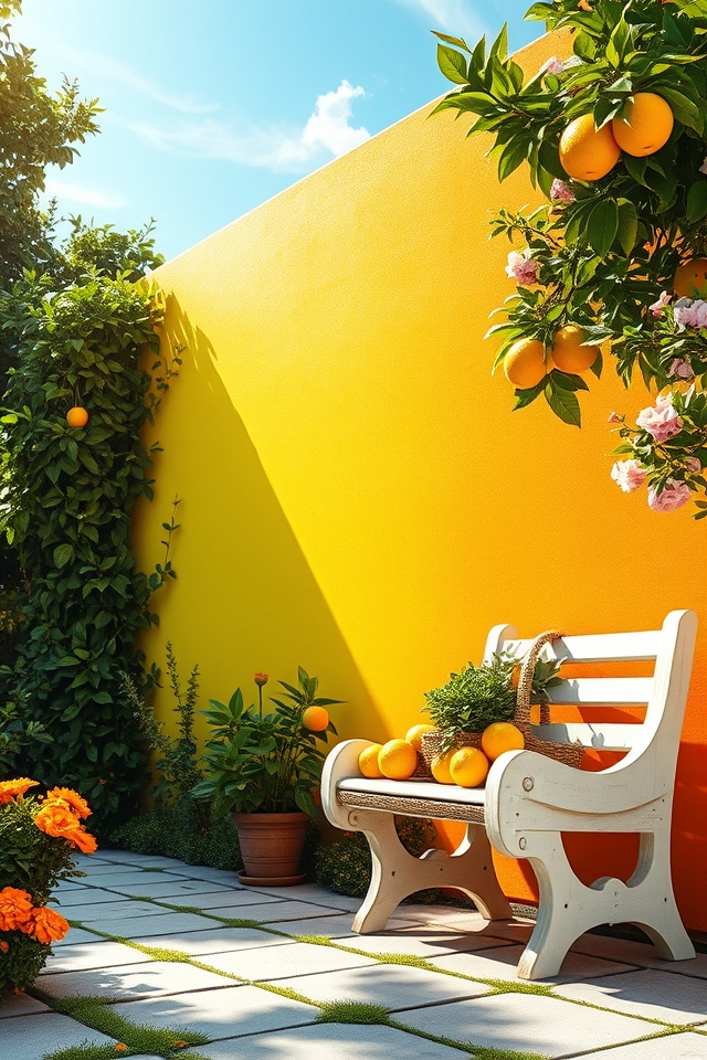 citrus colored garden walls