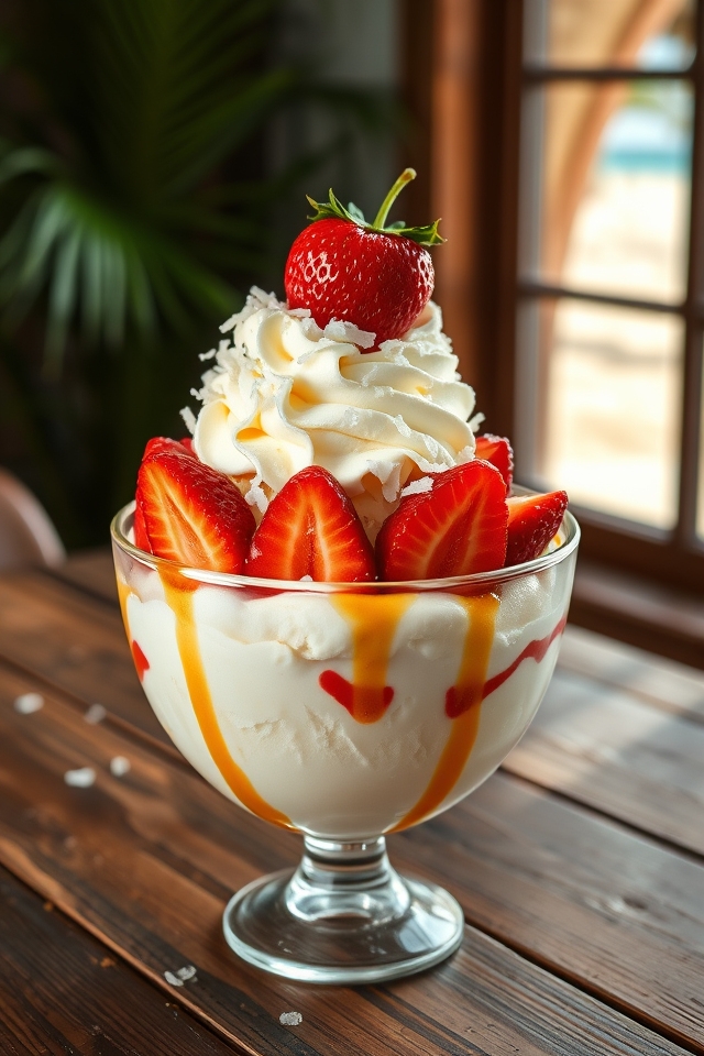 coconut strawberry paradise sundae