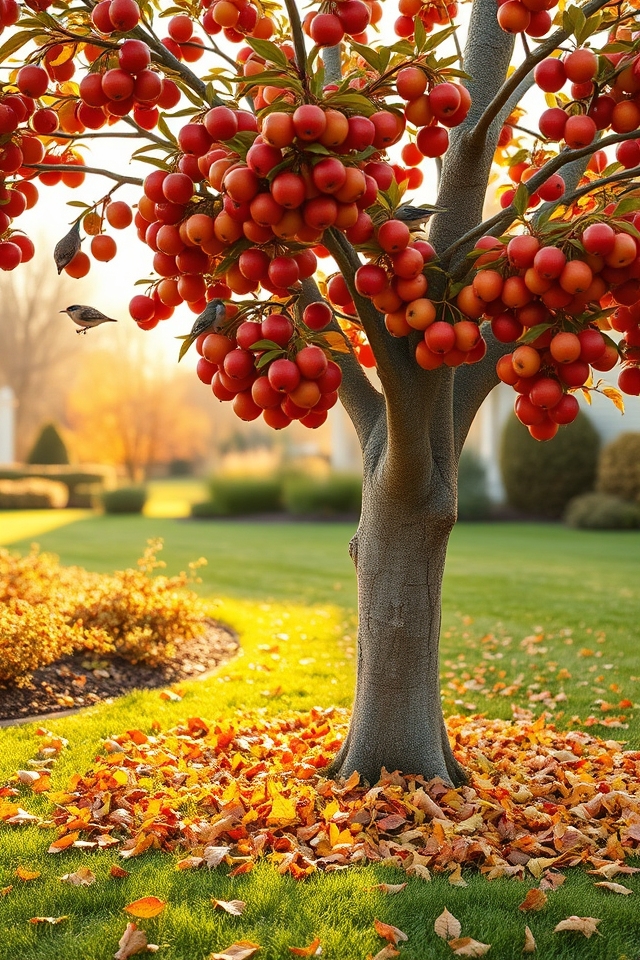 colorful apples attract birds