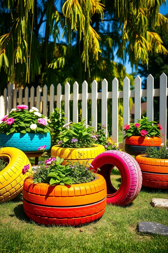 colorful eco friendly tire planters