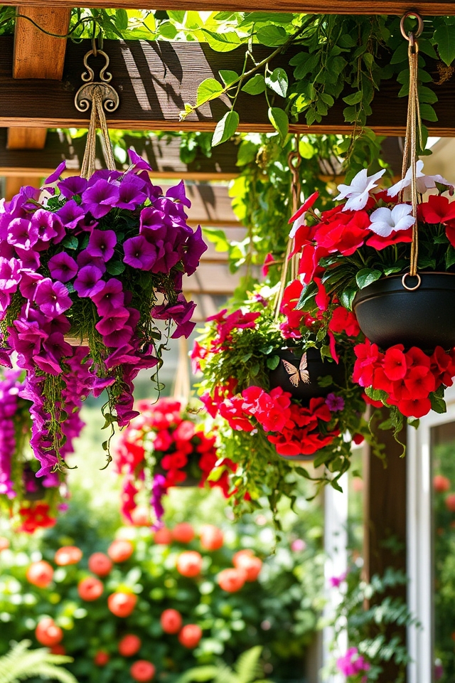 colorful hanging flower planters