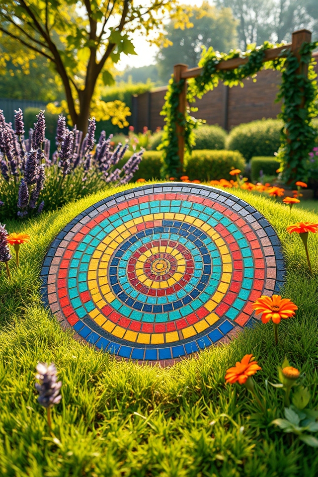 colorful mosaic garden rounds
