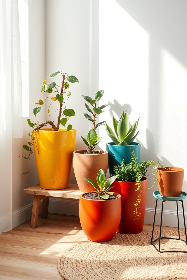 colorful pots add vibrancy