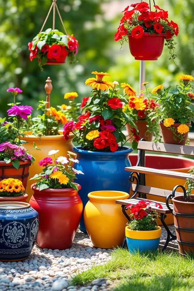 colorful pots create charm