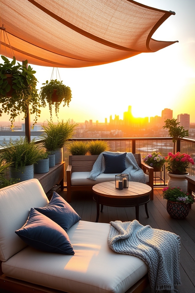 comfortable rooftop seating area