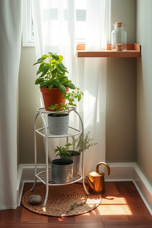 compact corner herb nook