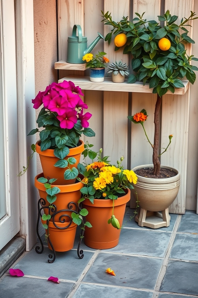 compact patio flower corners