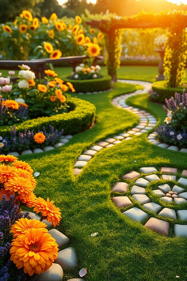 contrasting colors mosaic garden