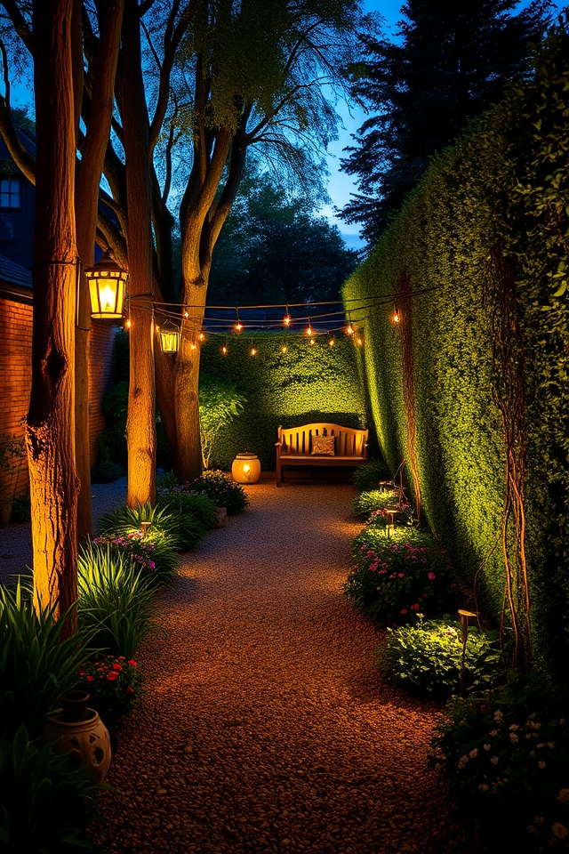 cozy illuminated garden pathways