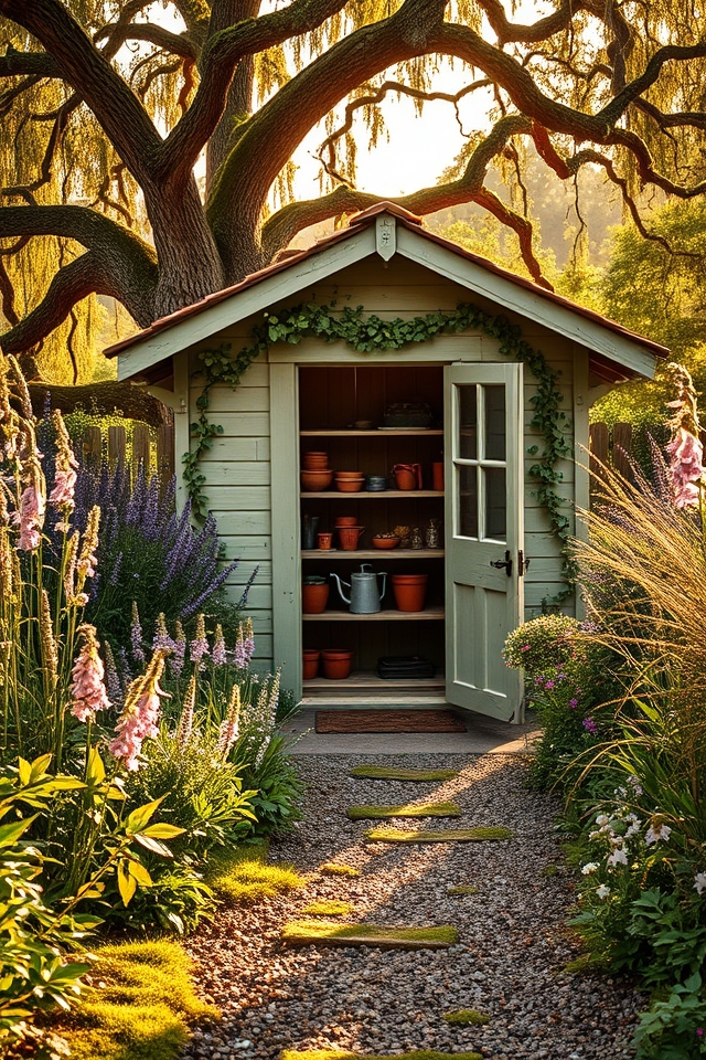 cozy sheds amidst greenery