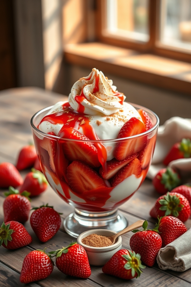 cozy spiced strawberry sundae