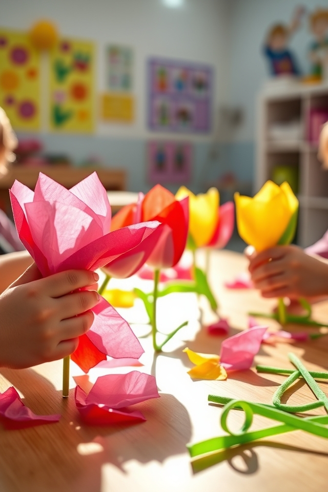 crafting tissue paper tulips