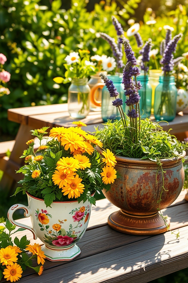 creative repurposed flower planters