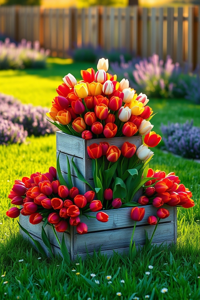 creative tiered tulip displays