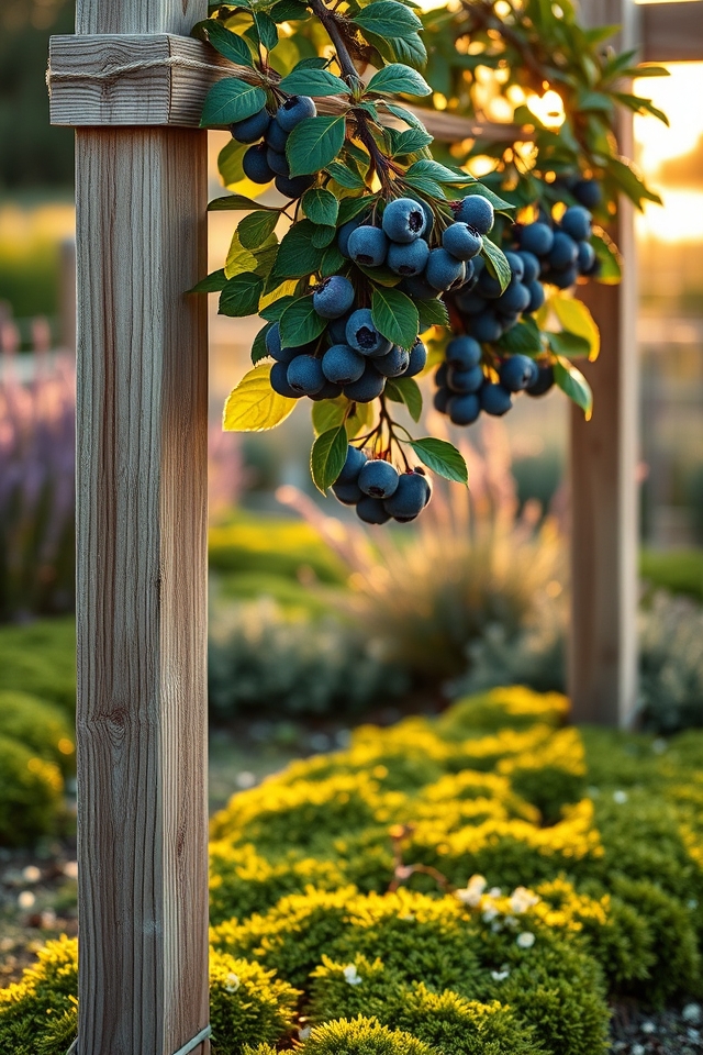 creative trellis supports blueberries