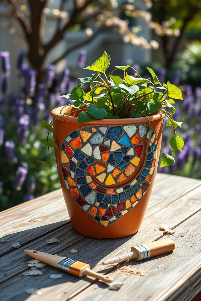 diy recycled mosaic pots