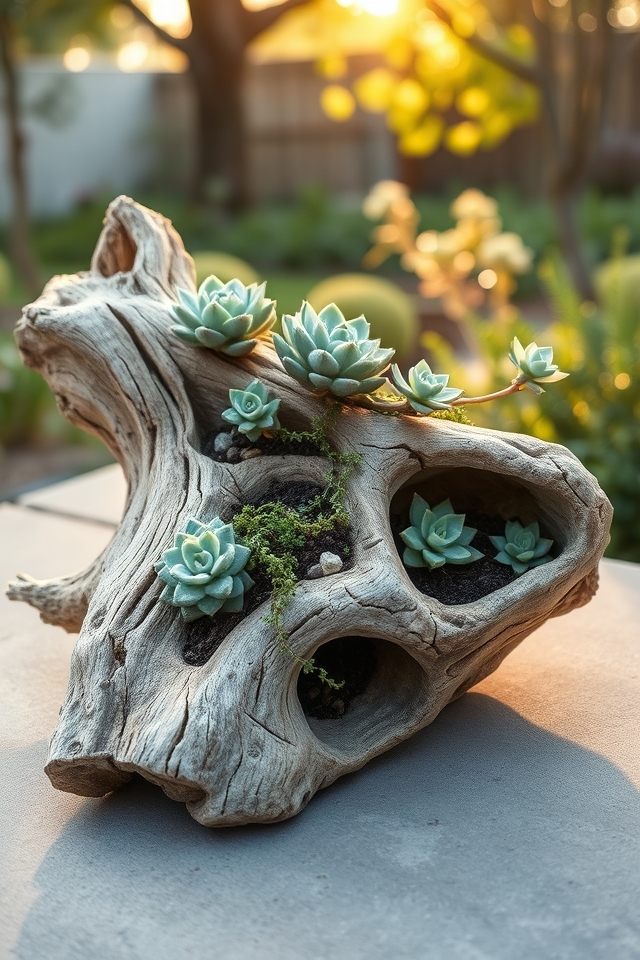 driftwood succulent living displays