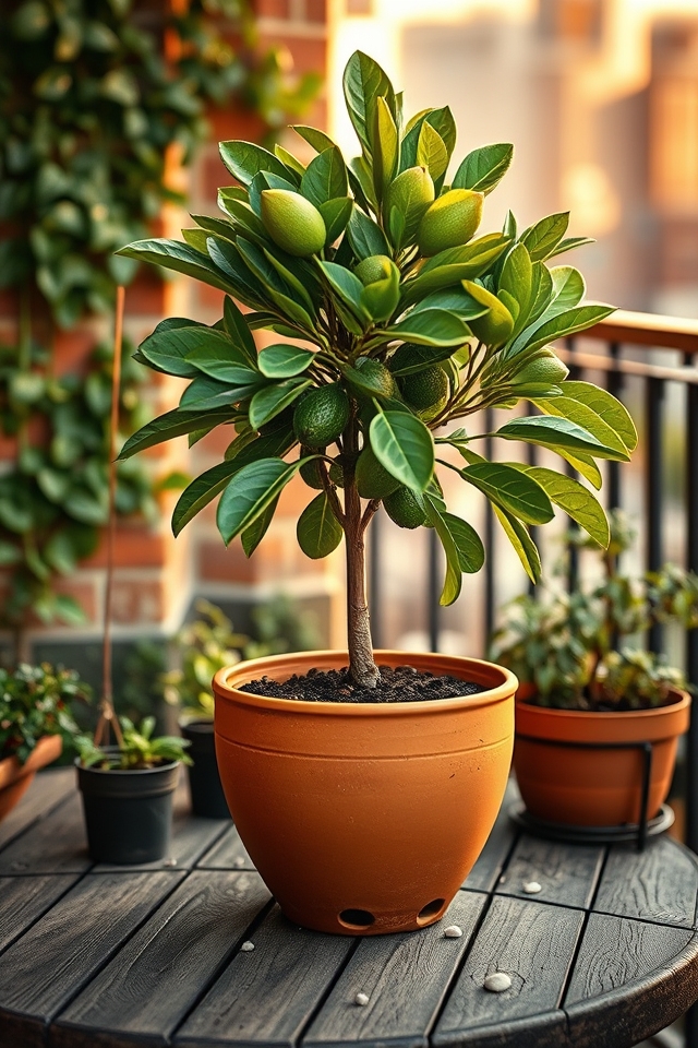 dwarf avocados in containers