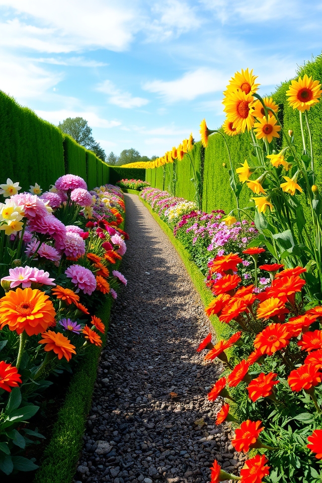 dynamic colorful flower borders