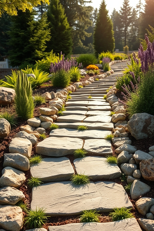 edge steps with rocks