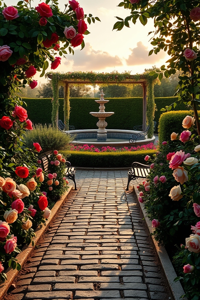 elegant blooming rose garden