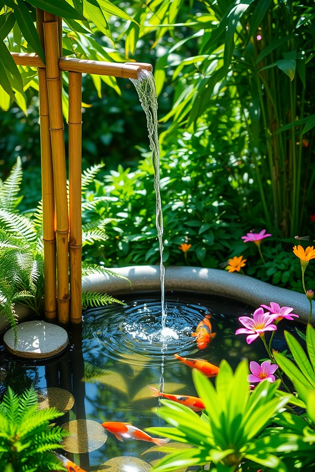 elegant natural bamboo fountain