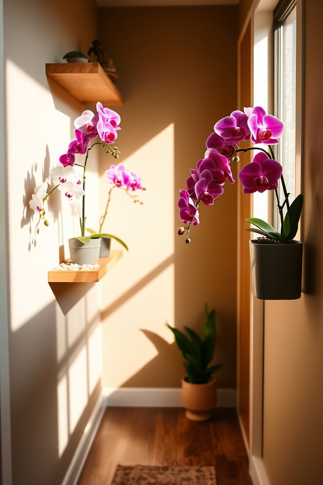 elegant orchids in hallways