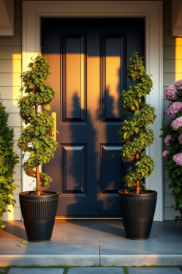 elegant sculpted ivy topiaries