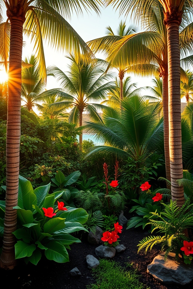 embrace lush palm trees